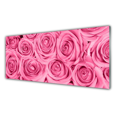 Tablou pe sticla Trandafiri roz Floral