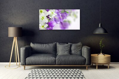 Tablou pe sticla Flori Floral Violet Alb