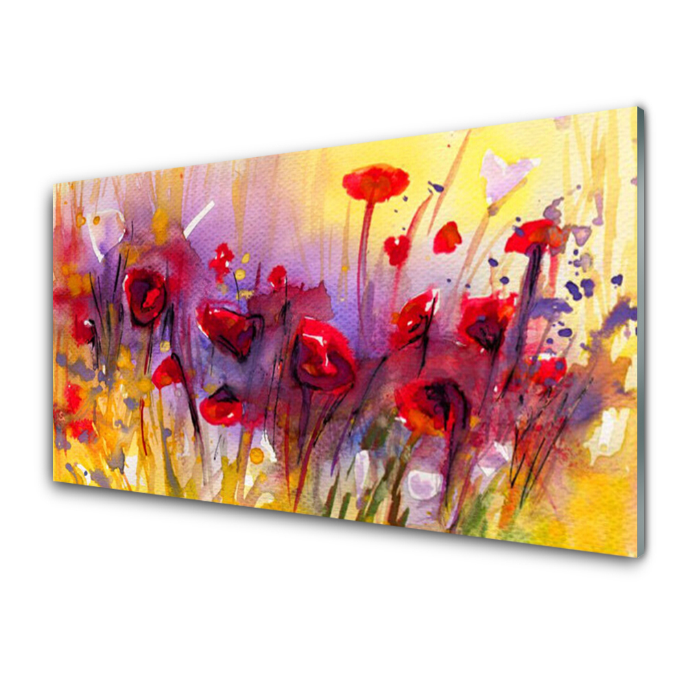 Tablou pe sticla Flori Art Multi