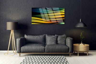 Tablou pe sticla Abstract Art Albastru Galben Negru