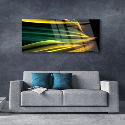 Tablou pe sticla Abstract Art Albastru Galben Negru Verde