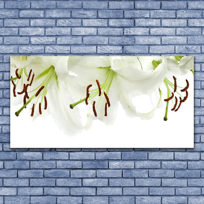Tablou pe sticla Flori Floral Verde Alb Maro