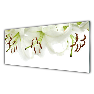 Tablou pe sticla Flori Floral Verde Alb Maro