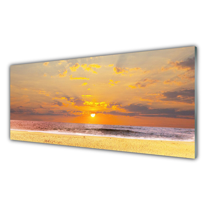 Tablou pe sticla Sea Sun Beach Peisaj Albastru Galben Maro