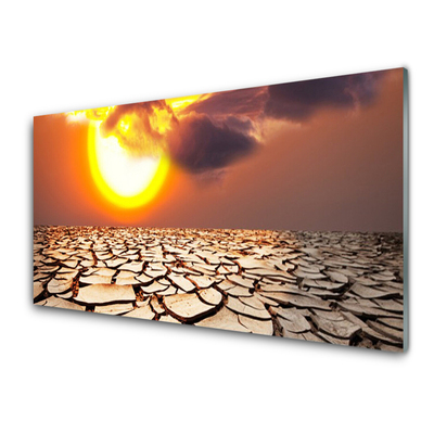 Tablou pe sticla Sun Desert Peisaj Galben Maro