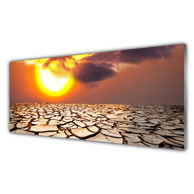 Tablou pe sticla Sun Desert Peisaj Galben Maro