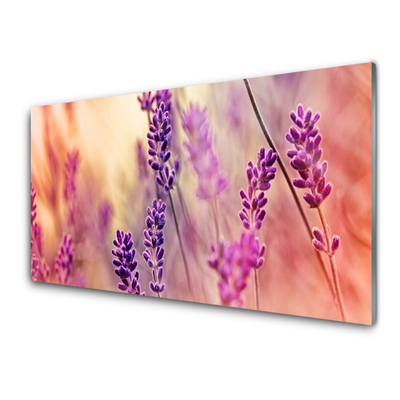 Tablou pe sticla Flori Floral violet roz