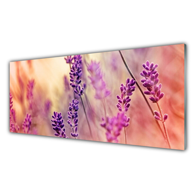 Tablou pe sticla Flori Floral violet roz