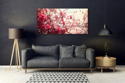Tablou pe sticla Sucursale Frunze Natura Brown Orange