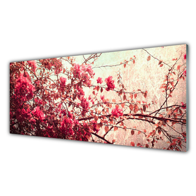 Tablou pe sticla Sucursale Frunze Natura Brown Orange
