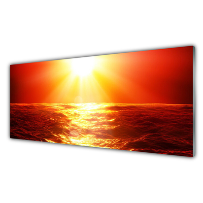 Tablou pe sticla Sun Sea Peisaj Galben Portocaliu