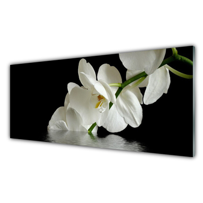 Tablou pe sticla Flori Floral alb