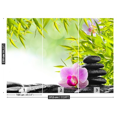 Fototapet Bambus și Orchid
