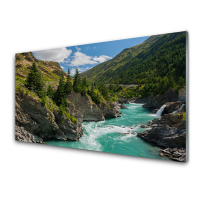 Tablouri acrilice Munții River Peisaj Albastru Verde