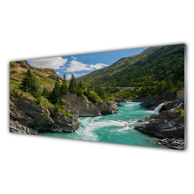 Tablouri acrilice Munții River Peisaj Albastru Verde