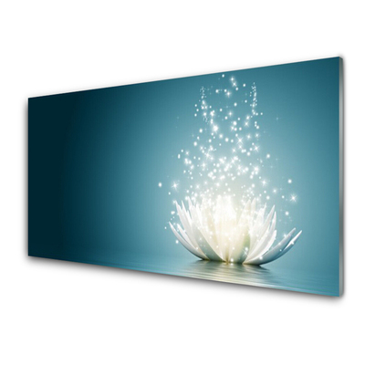 Tablouri acrilice Floare de lotus floare Floral Albastru Negru Alb