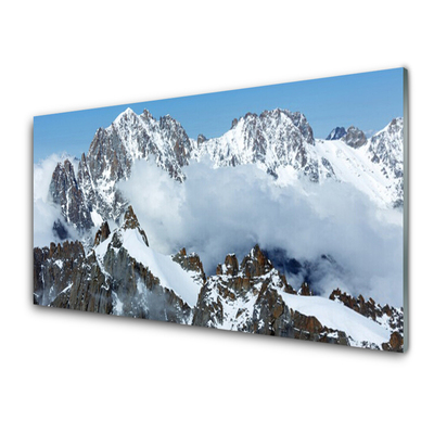 Tablouri acrilice Munții Peisaj Albastru Gri Alb