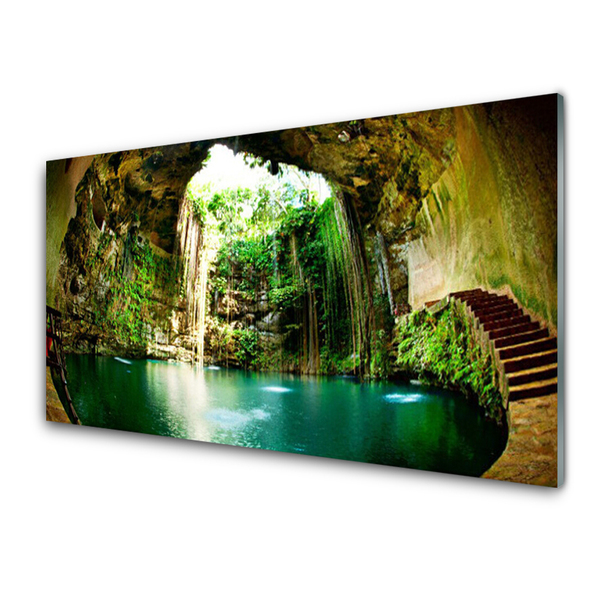 Tablouri acrilice Cascada Peisaj Verde Albastru Maro