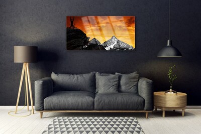Tablouri acrilice Munții Peisaj Orange Gri Negru