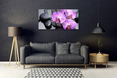 Tablouri acrilice Pietre florale flori violet negru