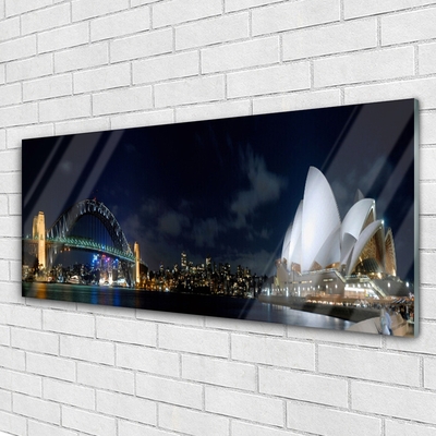 Tablouri acrilice Sydney Bridge City Arhitectură Alb Albastru Negru