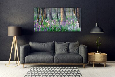 Tablouri acrilice Pădure Flori Natura Verde Violet Maro