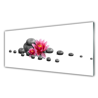 Tablouri acrilice Floare pietre Art Rosu Gri Alb