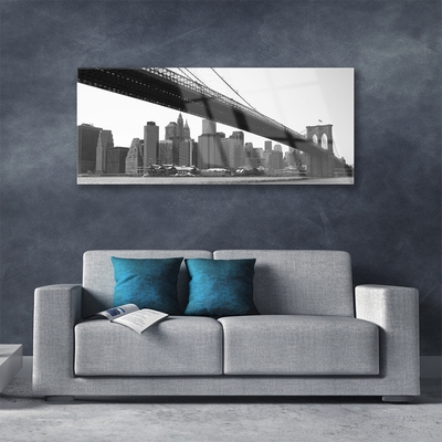 Tablouri acrilice Bridge City Arhitectura Gri Negru