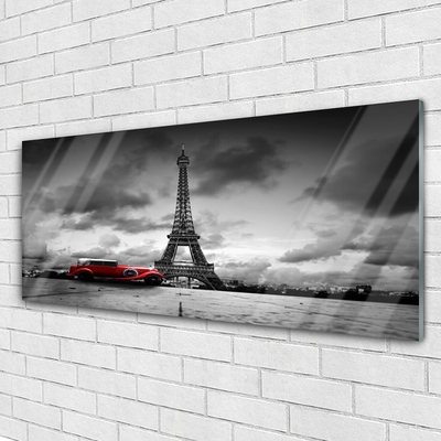 Tablouri acrilice Eiffelturm auto Paris Arhitectura Red Gray