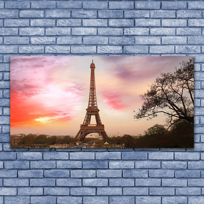 Tablouri acrilice Turnul Eiffel din Paris Arhitectura Brun Galben Verde