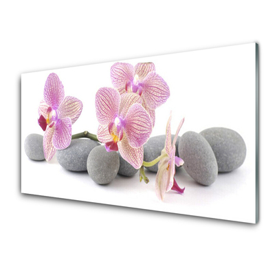 Tablouri acrilice Pietrele de copac Floral Roz Gri