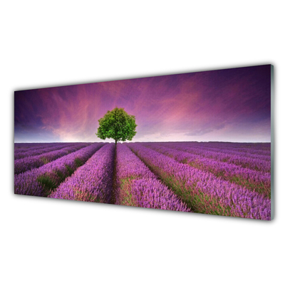 Tablouri acrilice Meadow copac Natura Roz Verde Violet