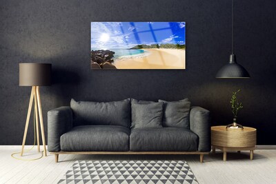 Tablouri acrilice Sun Sea Beach Peisaj Galben Albastru Maro