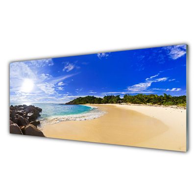 Tablouri acrilice Sun Sea Beach Peisaj Galben Albastru Maro