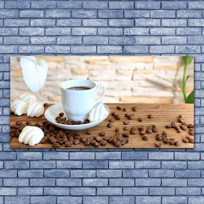 Tablouri acrilice Fasole ceașcă de cafea Bucatarie Alb Brun