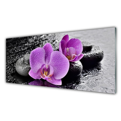Tablouri acrilice Floare pietre Floral Roz Negru Gri