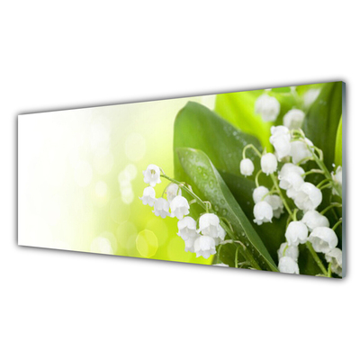Tablouri acrilice Lacramioare Frunze Floral Alb Verde