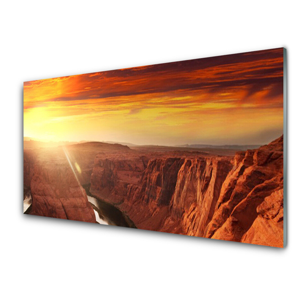 Panou sticla bucatarie Grand Canyon Peisaj Brun Aur Roșu
