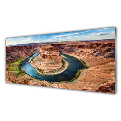 Panou sticla bucatarie Grand Canyon River Peisaj Roșu Albastru Verde