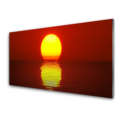 Panou sticla bucatarie Sea Sunset Peisaj Orange Galben