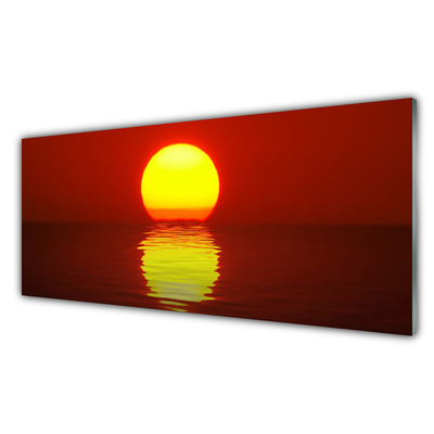 Panou sticla bucatarie Sea Sunset Peisaj Orange Galben