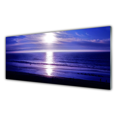 Panou sticla bucatarie Sea Sun Peisaj Alb Violet