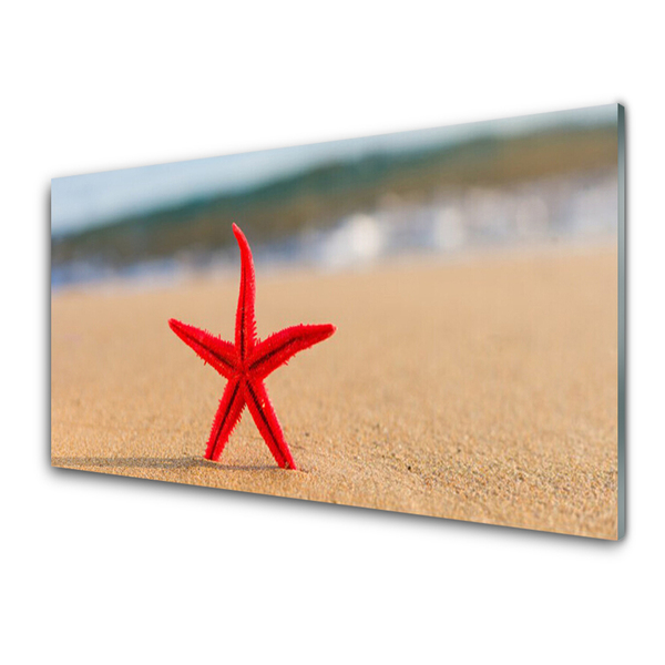 Panou sticla bucatarie Plaja Starfish Art Red