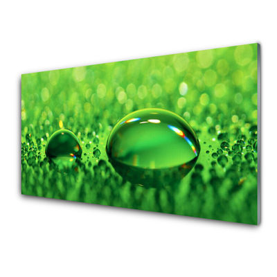 Panou sticla bucatarie Waterdrop Art Green