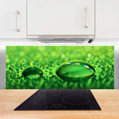 Panou sticla bucatarie Waterdrop Art Green