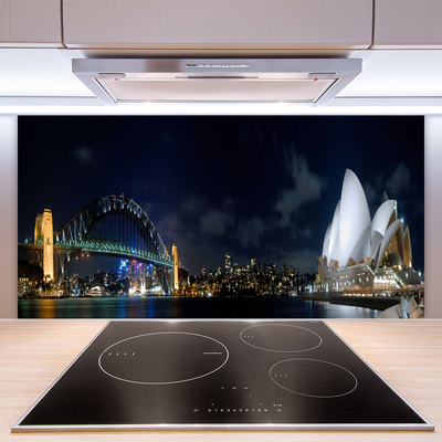 Panou sticla bucatarie Sydney Bridge City Arhitectură Alb Albastru Negru