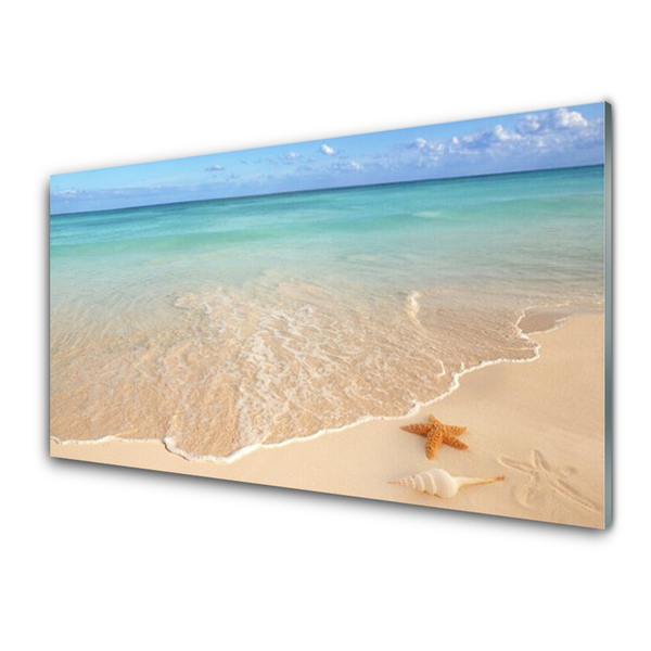 Panou sticla bucatarie Sea Beach Peisaj Starfish Albastru Maro