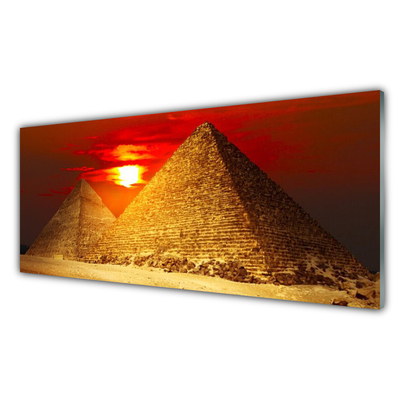Panou sticla bucatarie Piramidele Arhitectura galben