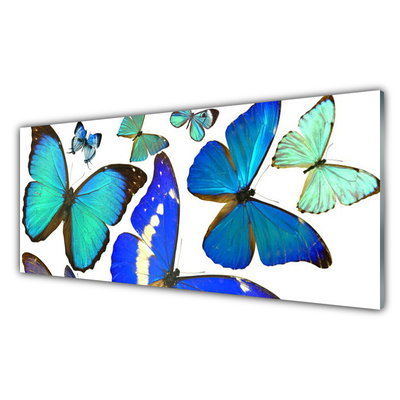 Panou sticla bucatarie Butterfly Natura Albastru Negru Violet