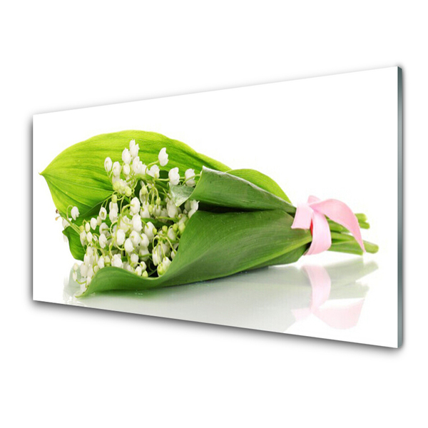 Panou sticla bucatarie Flori Floral Alb Verde
